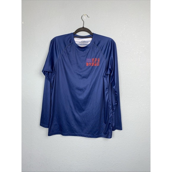 LRD Performance UPF50 Shirt Mens Medium Fishing Patriotic Flag Bass Outdoor Swim - Picture 3 of 6